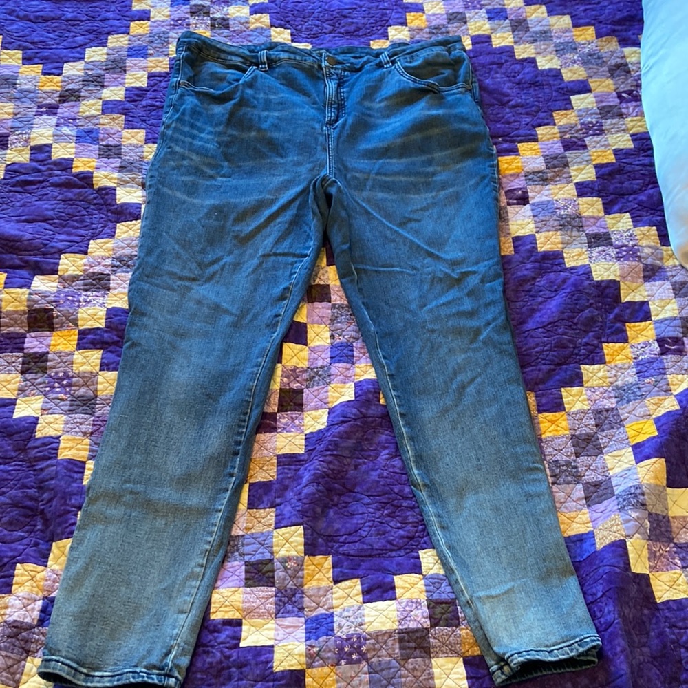 Universal Standard Jeans- Seine High Rise Skinny Jeans 32 Inch - Distressed Blue